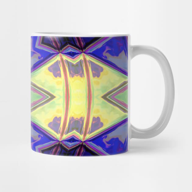 Mosaic Kaleidoscope Flower Pink Yellow and Blue by WormholeOrbital